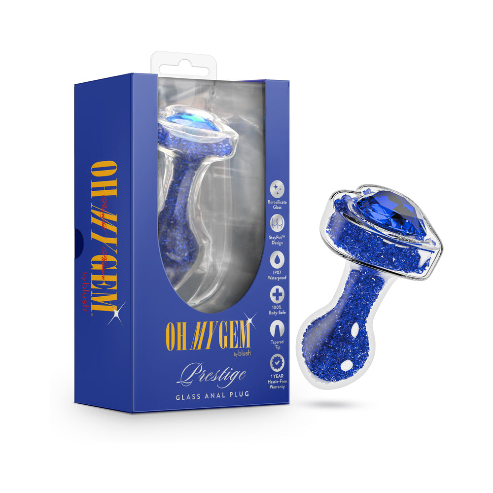 OhMyGemPrestigeGlassAnalPlugBluewithabox