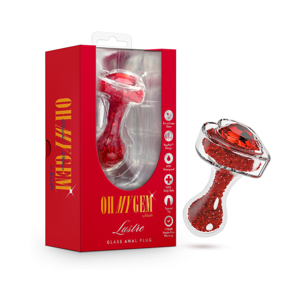 OhMyGemPrestigeGlassAnalPlugRedwithabox