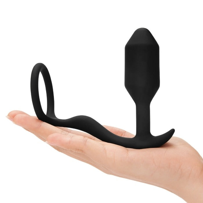 b-Vibe Snug & Tug Weighted Silicone Anal Plug with Cock ring-