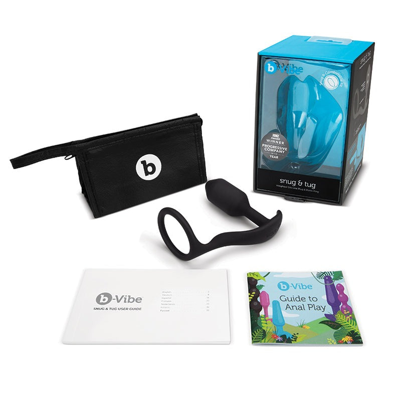 b-Vibe Snug & Tug Weighted Silicone Anal Plug with Cock ring-