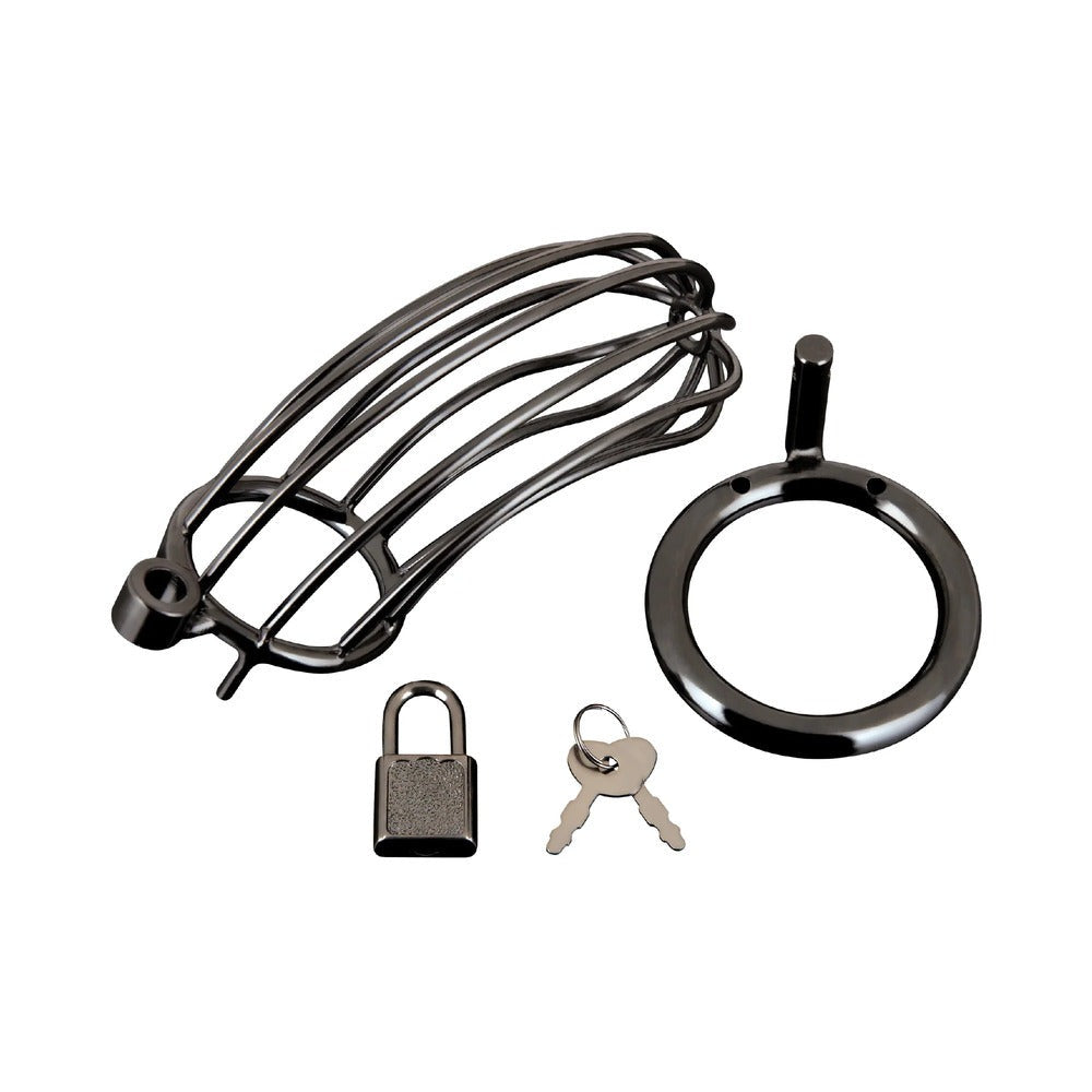 Blue Line Prisoner Cock Cage-Black-