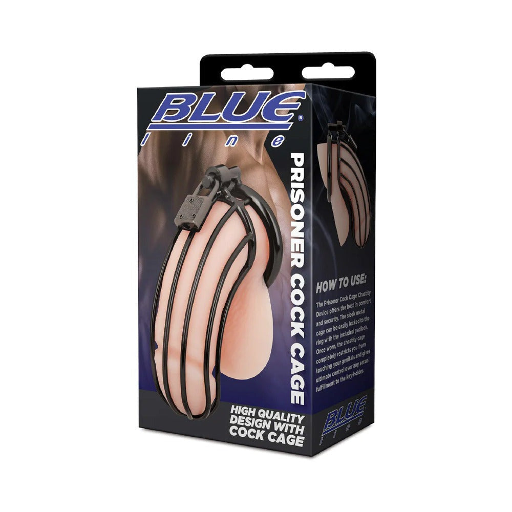 Blue Line Prisoner Cock Cage-Black-