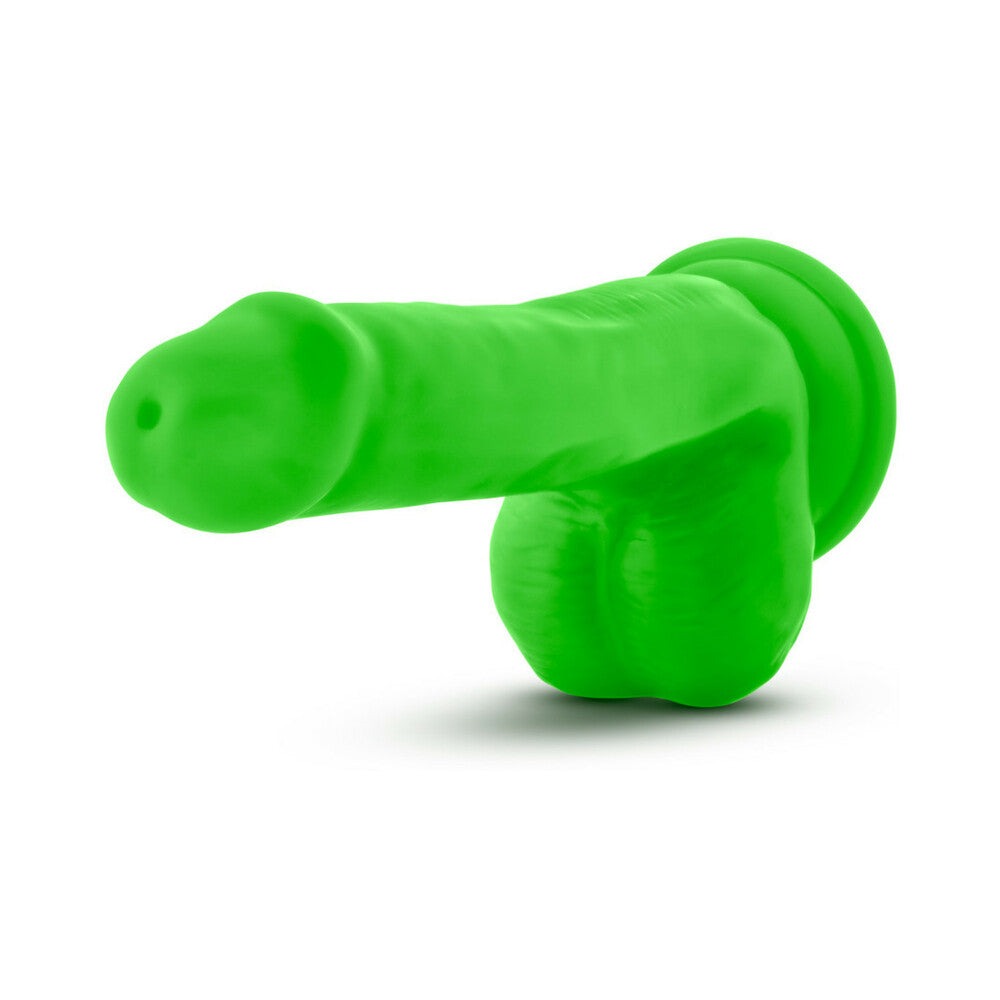 Blush Neo Elite 6 in. Dual Density Dildo with Balls-Neon Green-