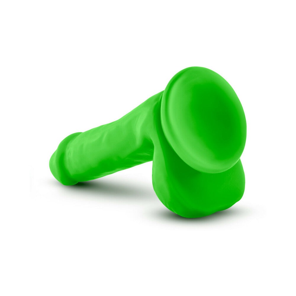Blush Neo Elite 6 in. Dual Density Dildo with Balls-Neon Green-