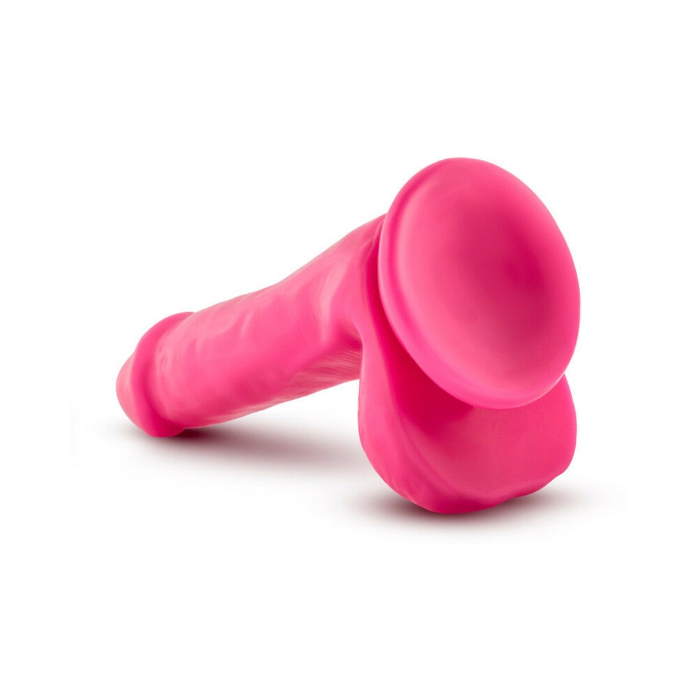 Blush Neo Elite 6 in. Dual Density Dildo with Balls-Neon Green-