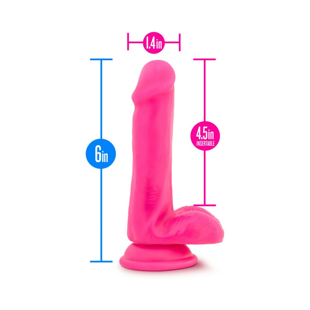 Blush Neo Elite 6 in. Dual Density Dildo with Balls-Neon Green-