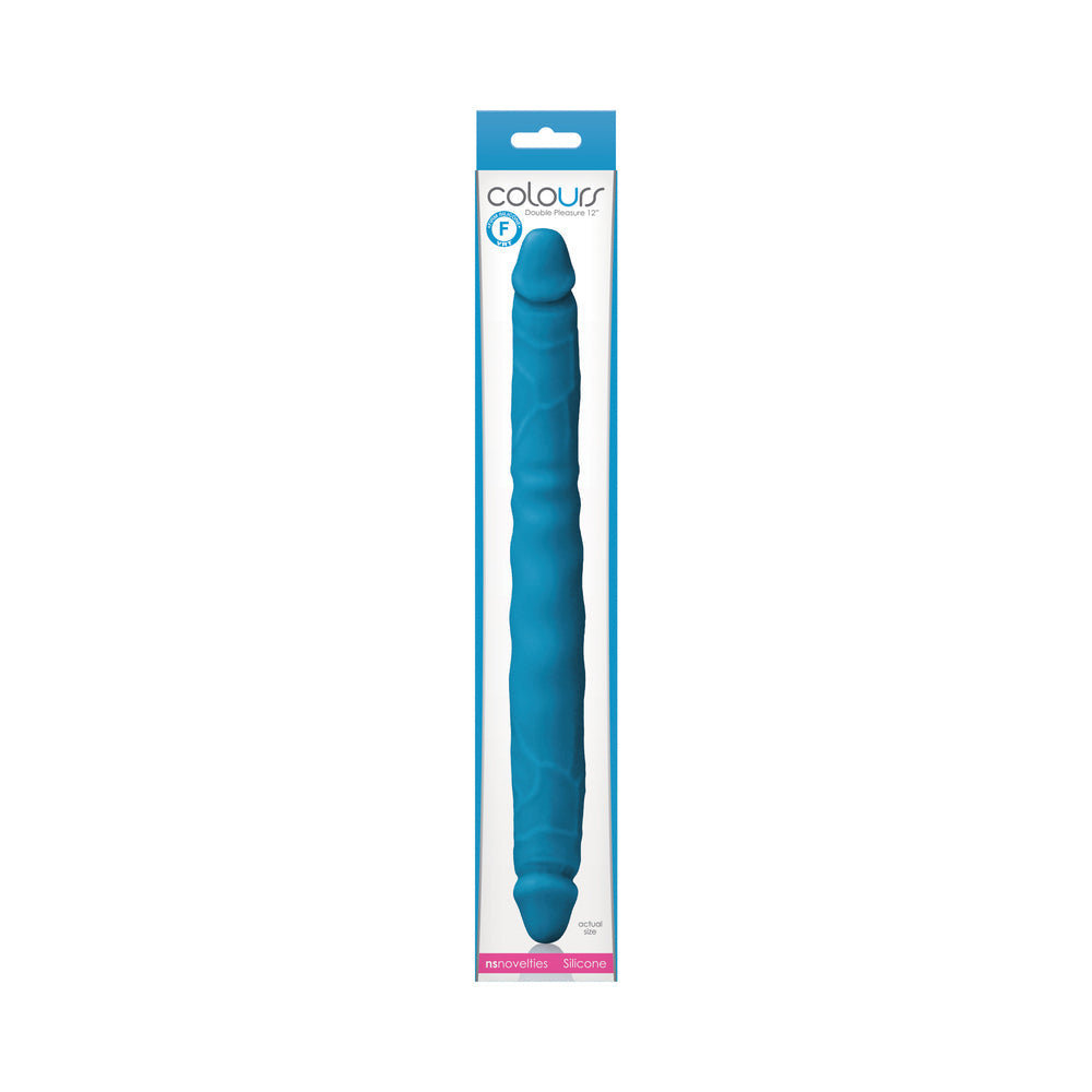 Colours 12 in. Dual Ended Dildo-Blue-