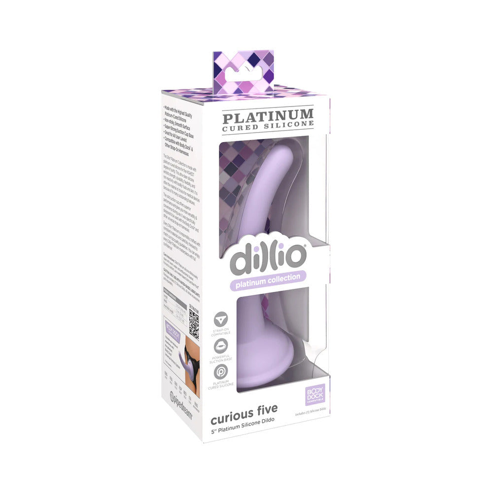 Dillio Platinum Collection Curious Five 5 in. Silicone Dildo-Purple-