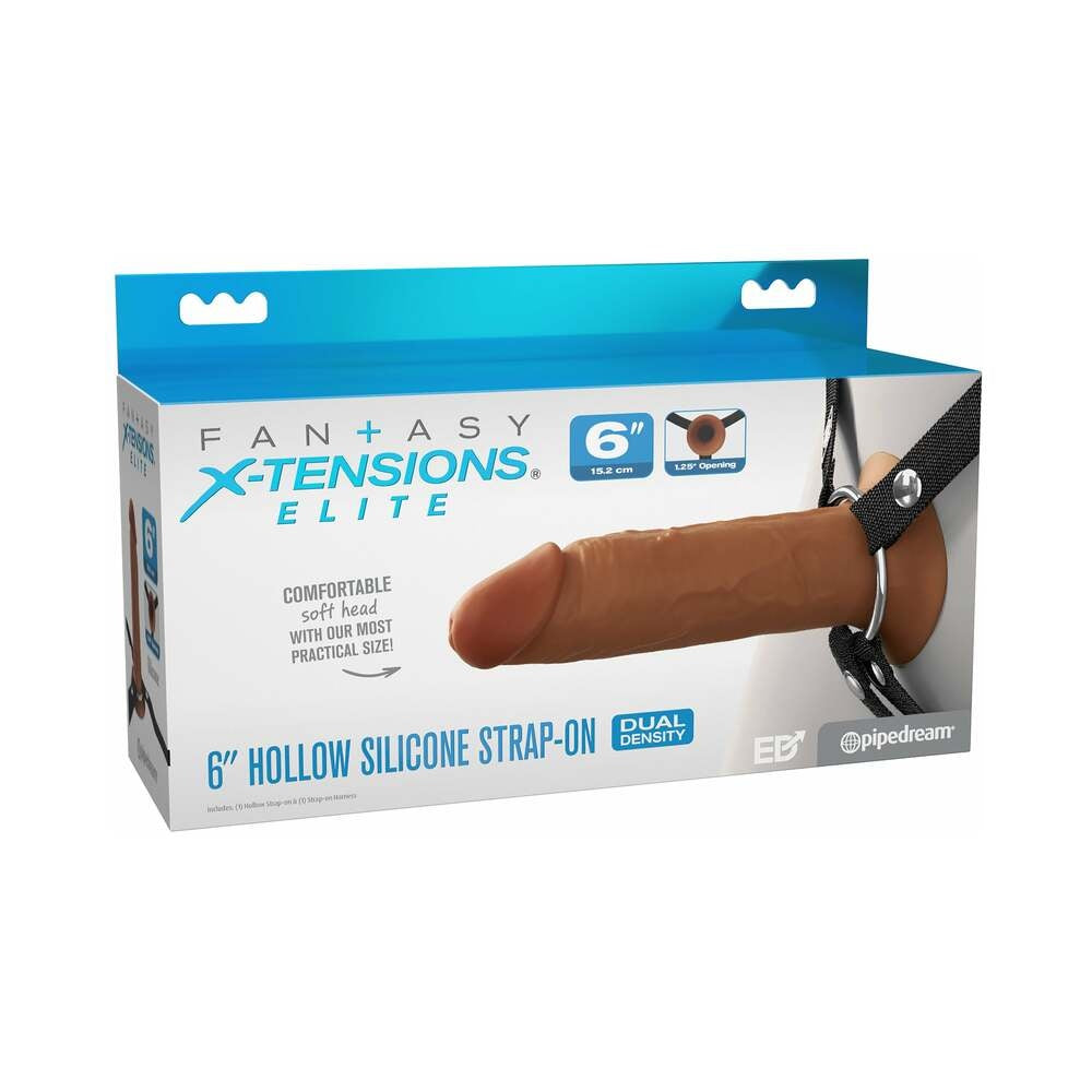 Fantasy X-Tensions Elite Hollow Silicone Strap-On 6 in.-Light-