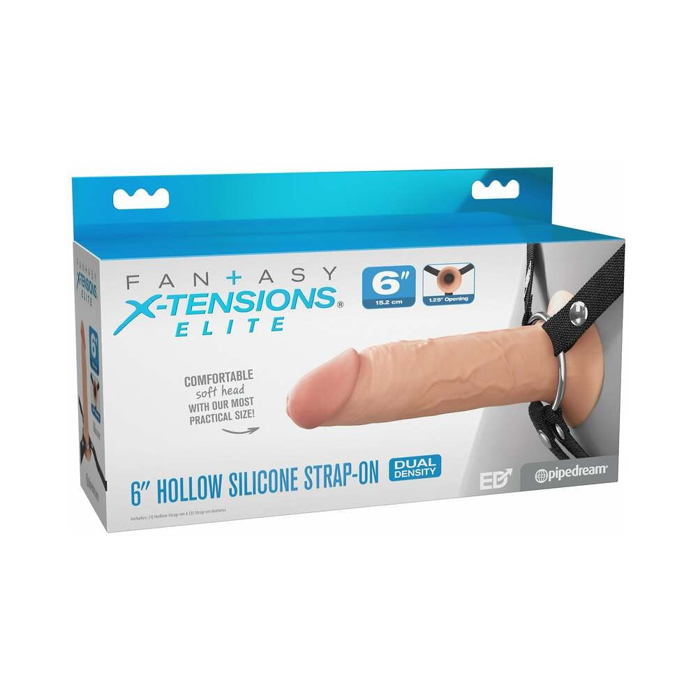Fantasy X-Tensions Elite Hollow Silicone Strap-On 6 in.-Light-