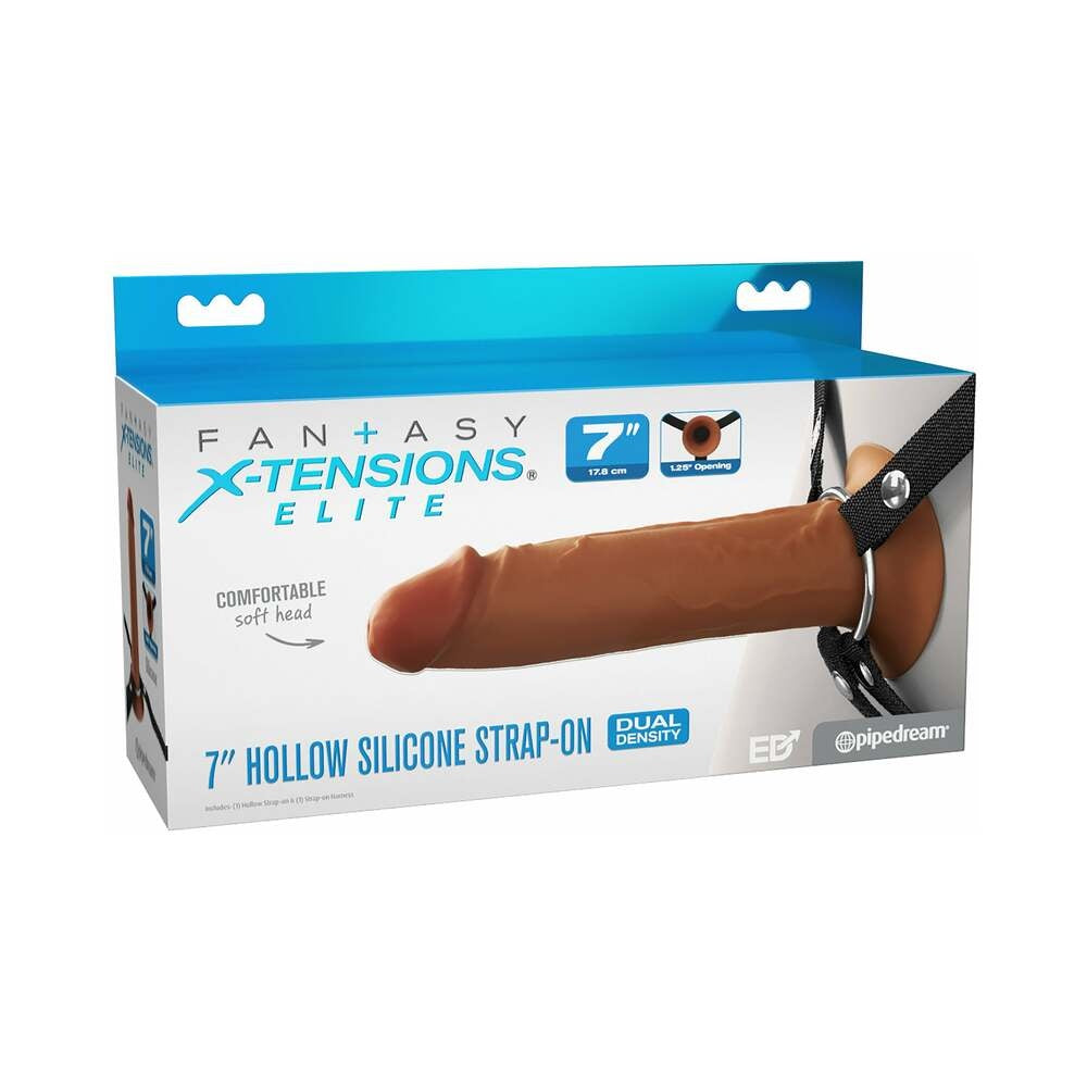 Fantasy X-Tensions Elite Hollow Silicone Strap-On 7 in.-Light-