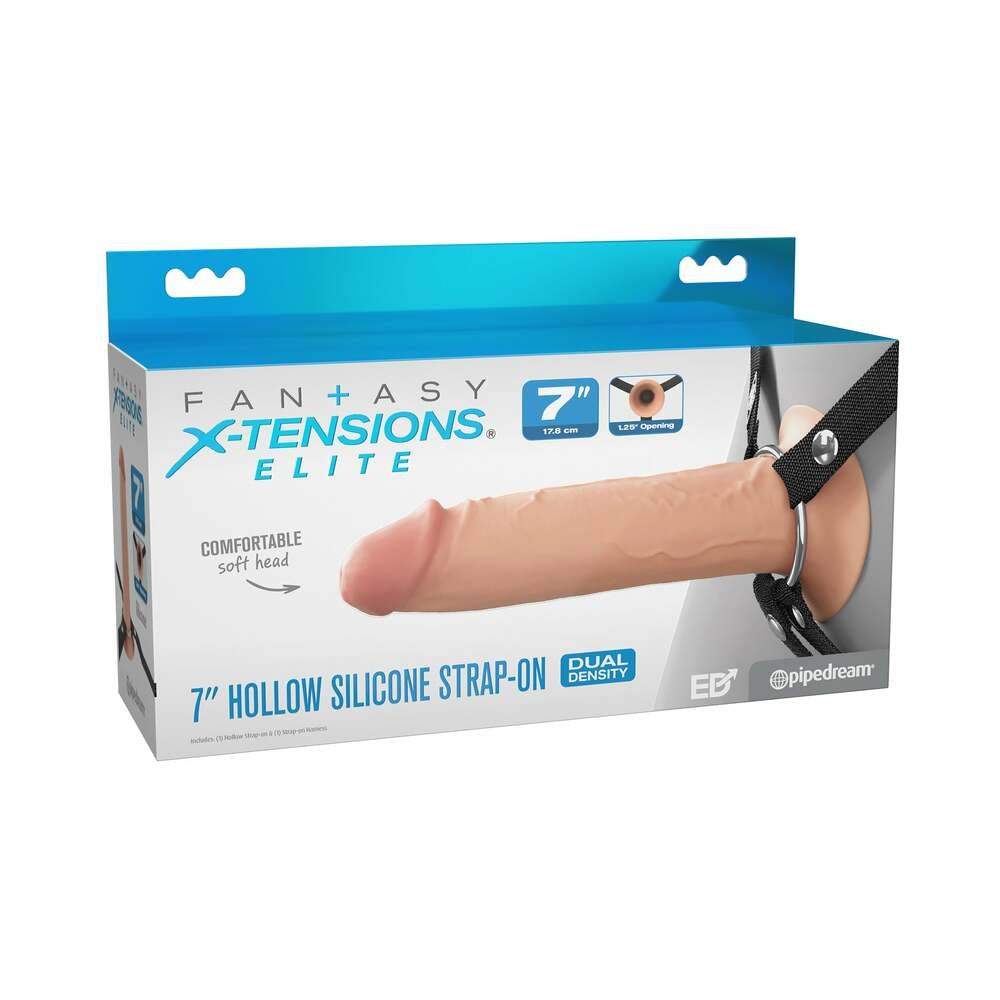 Fantasy X-Tensions Elite Hollow Silicone Strap-On 7 in.-Light-