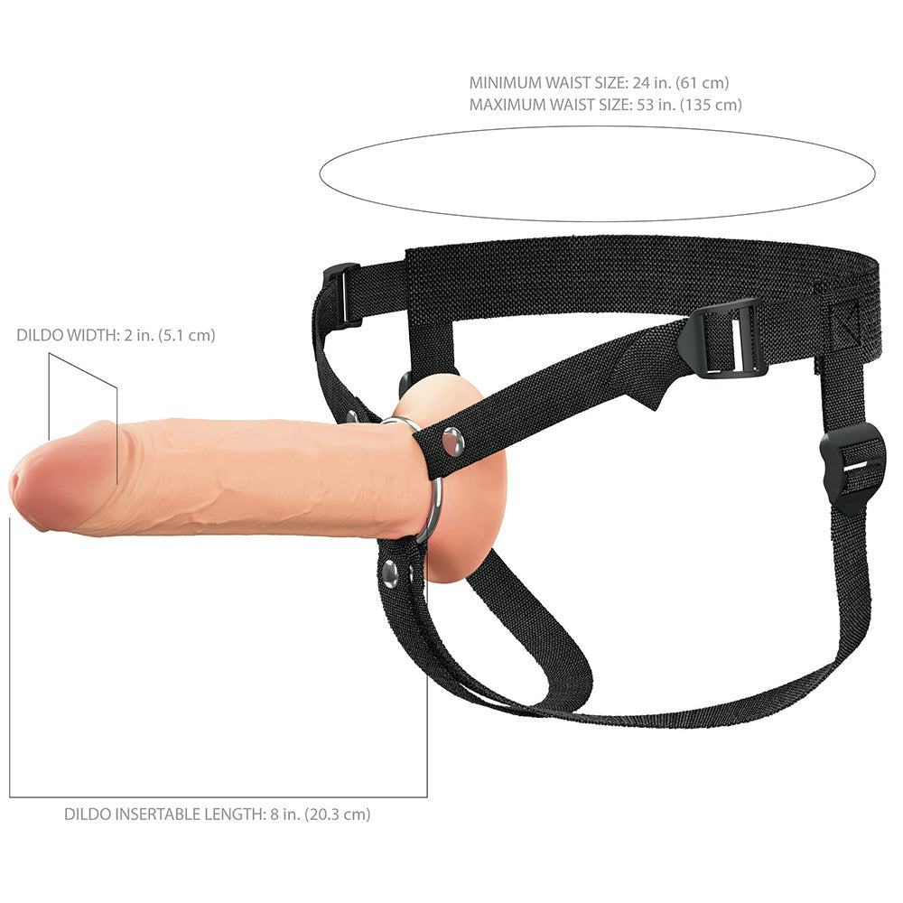 Fantasy X-Tensions Elite Hollow Silicone Strap-On 8 in.-Brown-