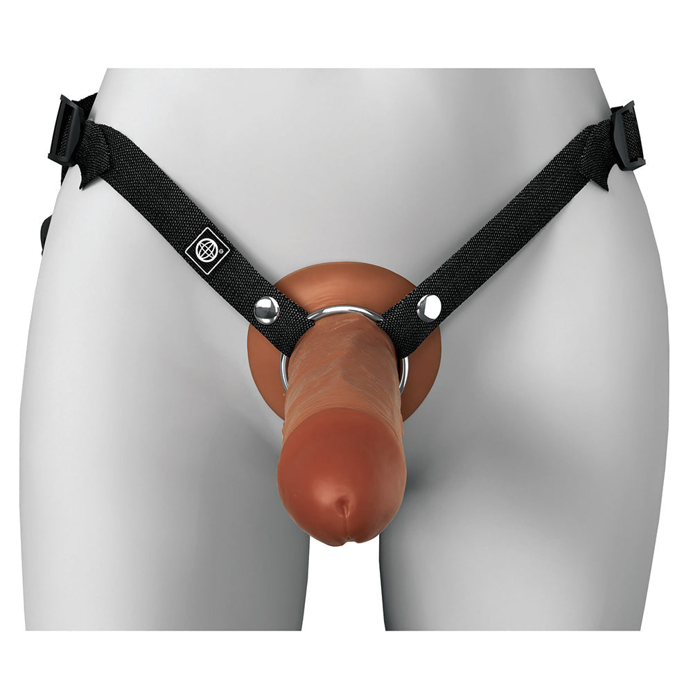 Fantasy X-Tensions Elite Hollow Silicone Strap-On 8 in.-Brown-