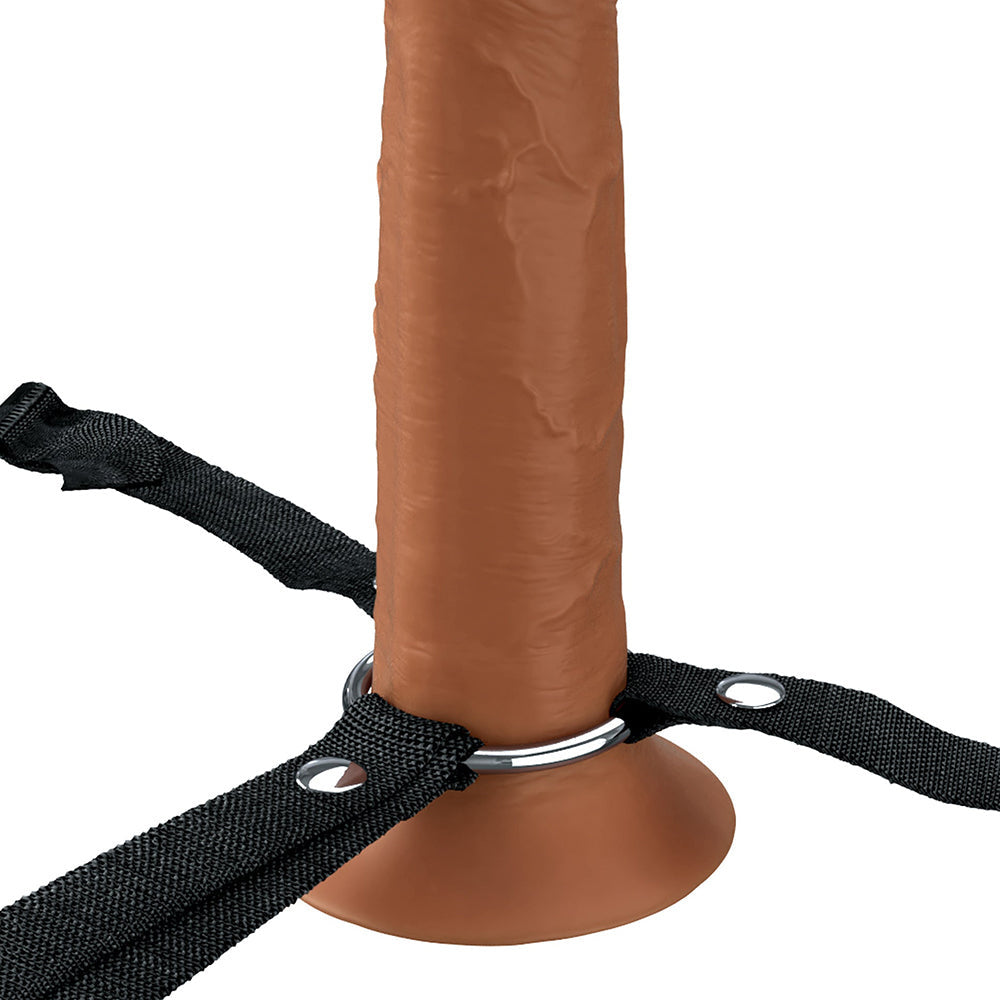 Fantasy X-Tensions Elite Hollow Silicone Strap-On 8 in.-Brown-