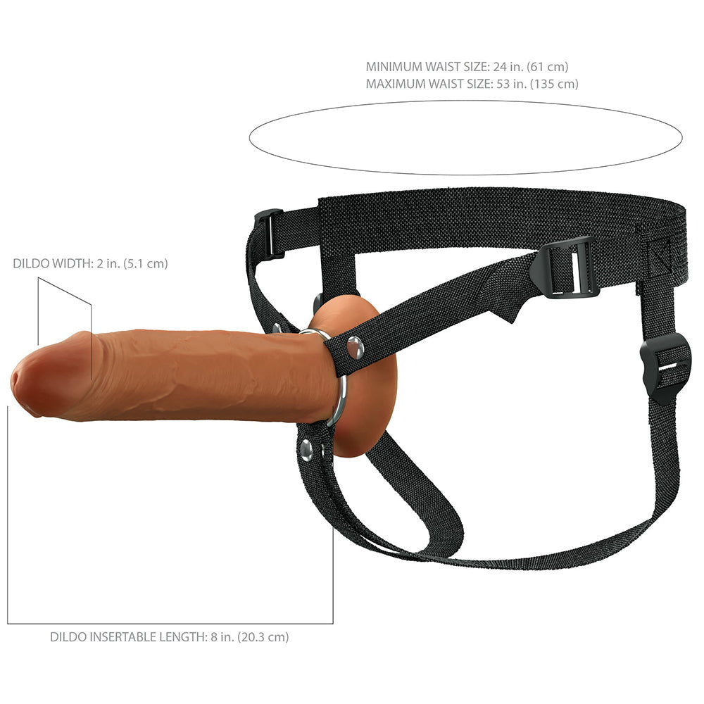 Fantasy X-Tensions Elite Hollow Silicone Strap-On 8 in.-Brown-