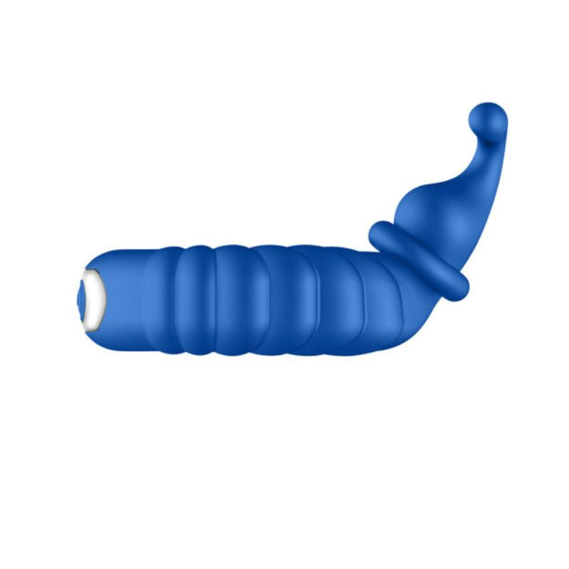 Side view of the blue FORTO F-24 Textured Vibrating C-Ring
