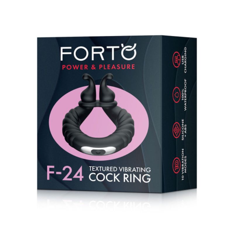 The box that the FORTO F-24 Textured Vibrating C-Ring comes in