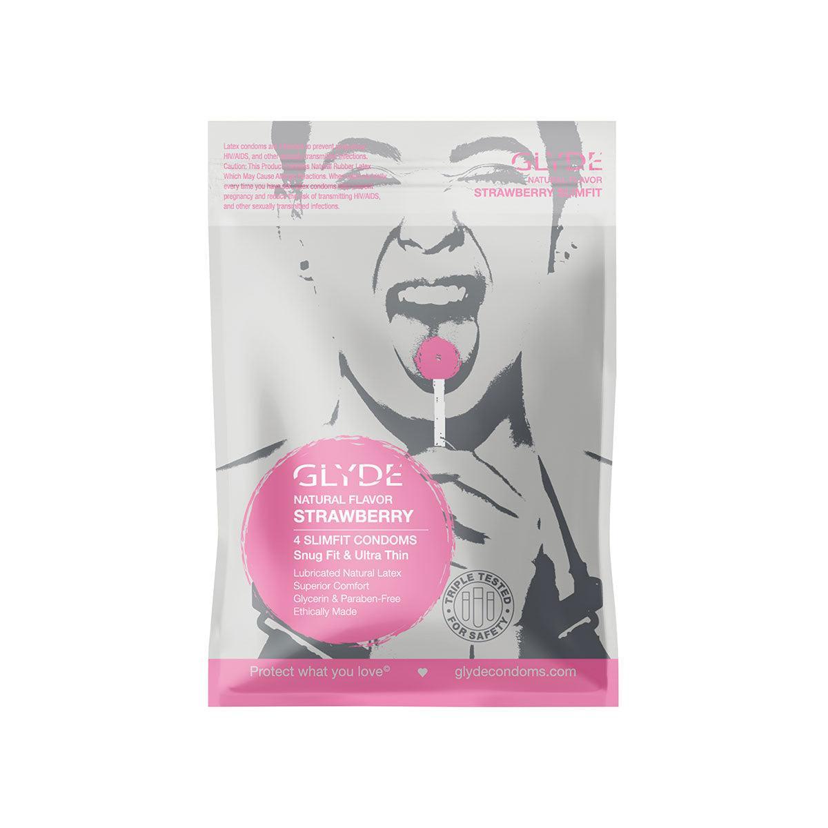 Glyde Slimfit Organic Strawberry Condoms 4pk-