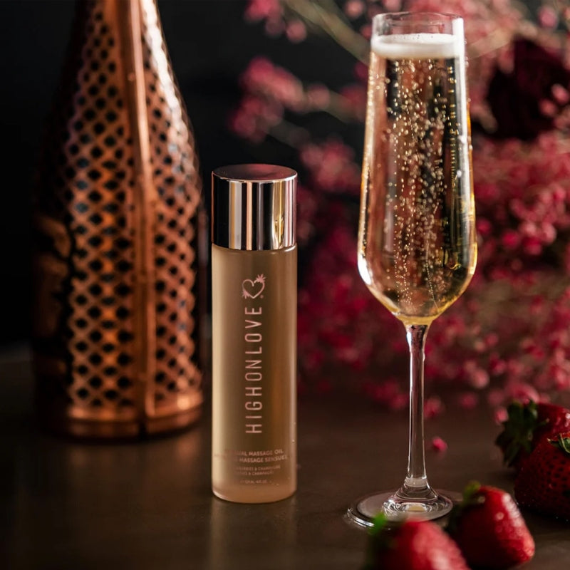 HighOnLove Massage Oil-Strawberries & Champagne-