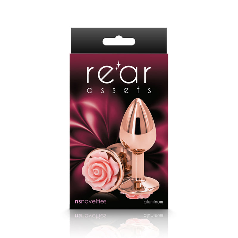 Rear Assets Rose Anal Plug Medium pink rose base box