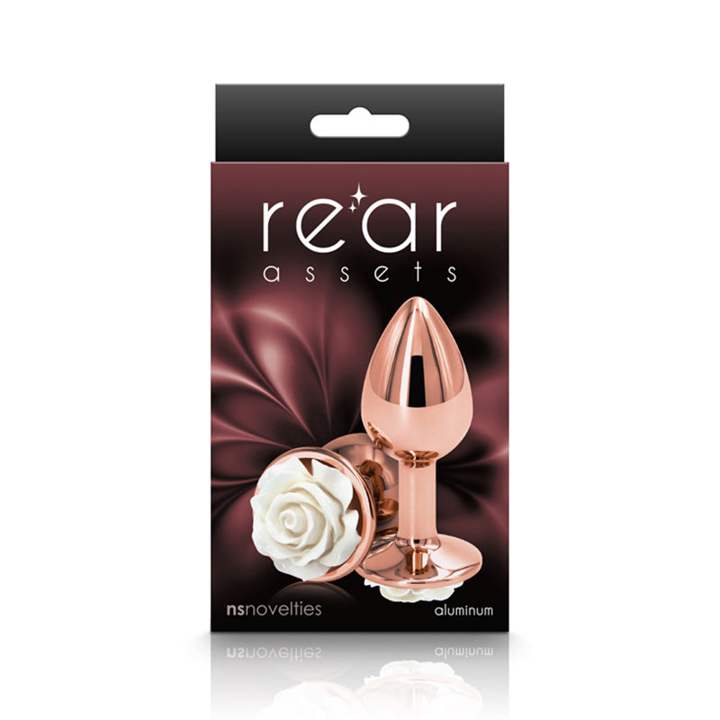 Rear Assets Rose Anal Plug Medium white rose base box