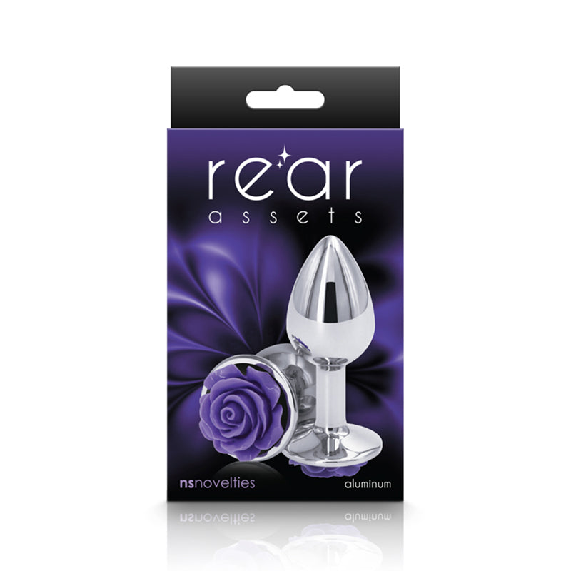Rear Assets Rose Anal Plug Medium purple rose base box